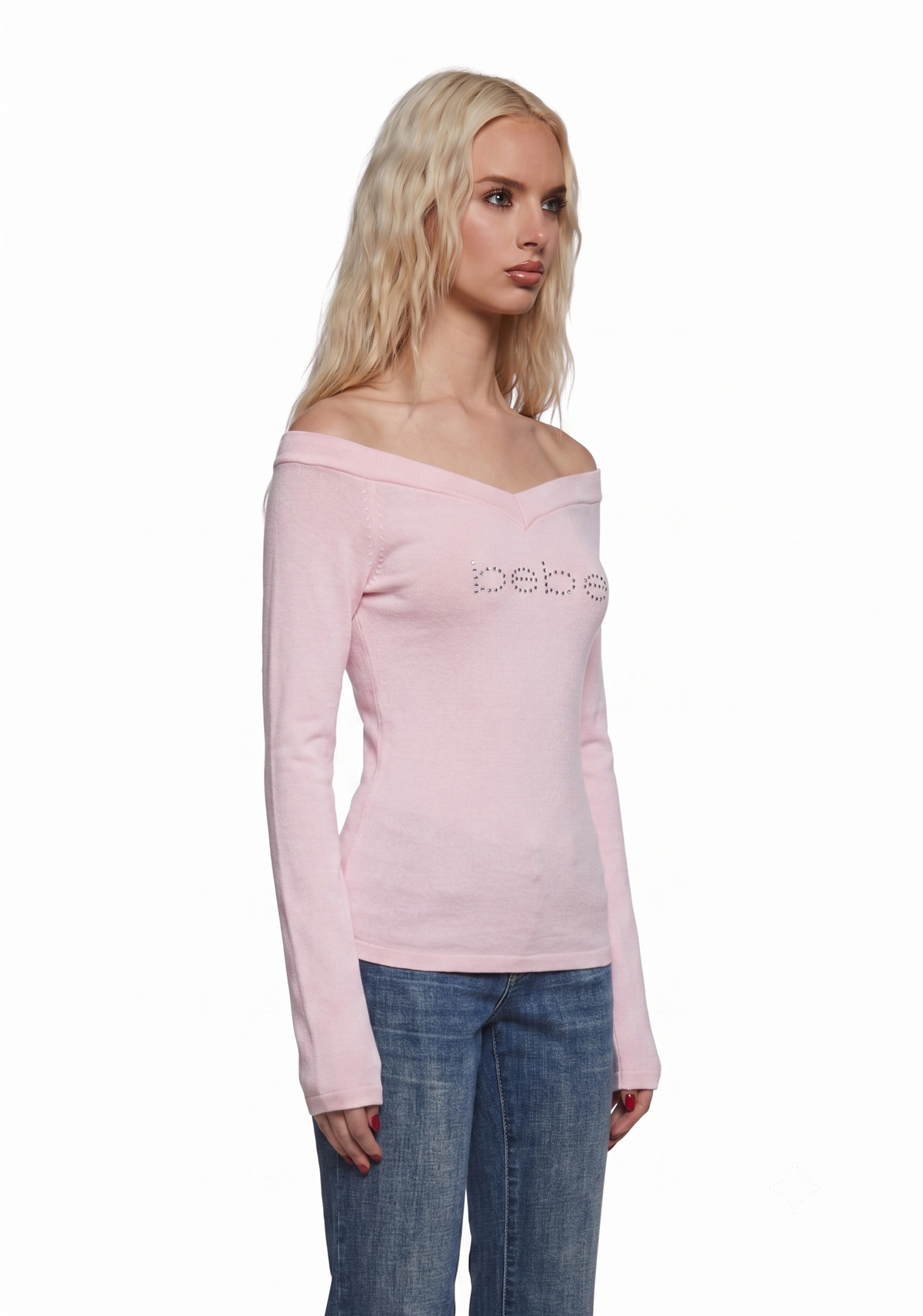 Logo Off The Shoulder Top - Pink