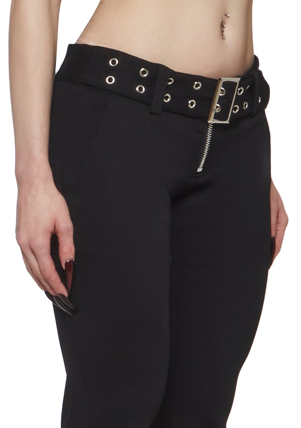 Lisa Low Rise Pants with Grommet Belt