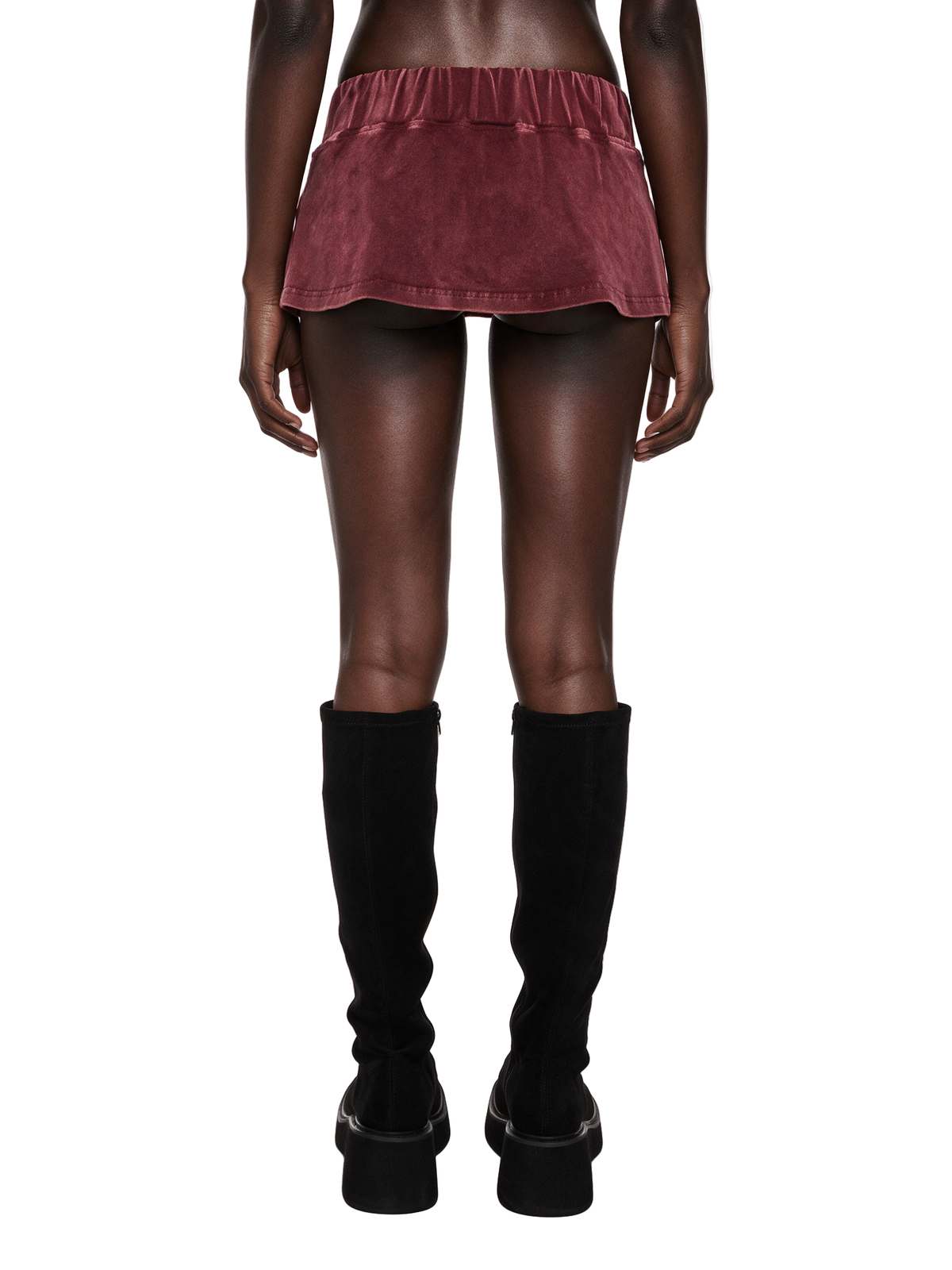 Remix Washed Studded Micro Skirt - Red