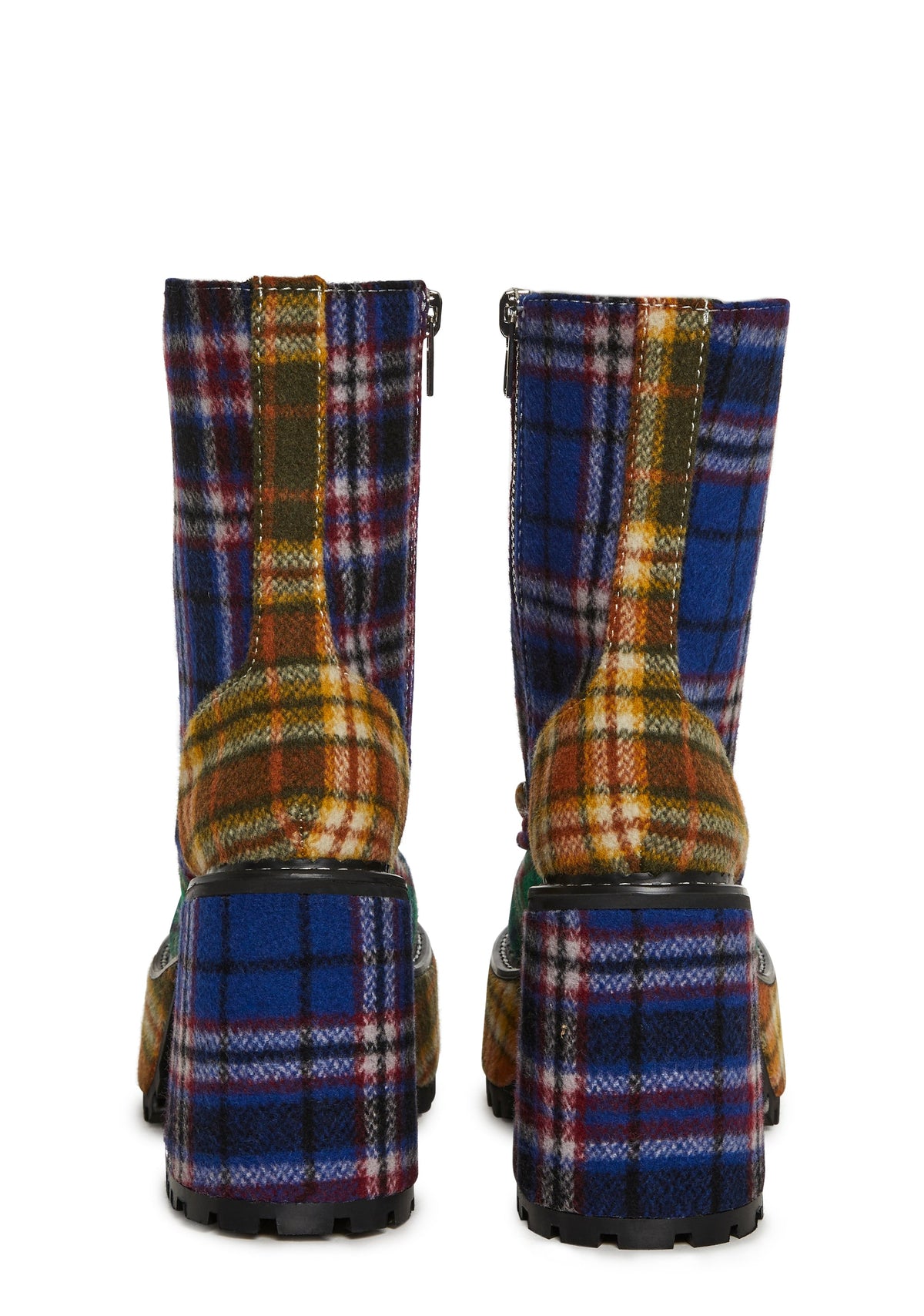 Academy Punk Plaid Platform Boots - Blue