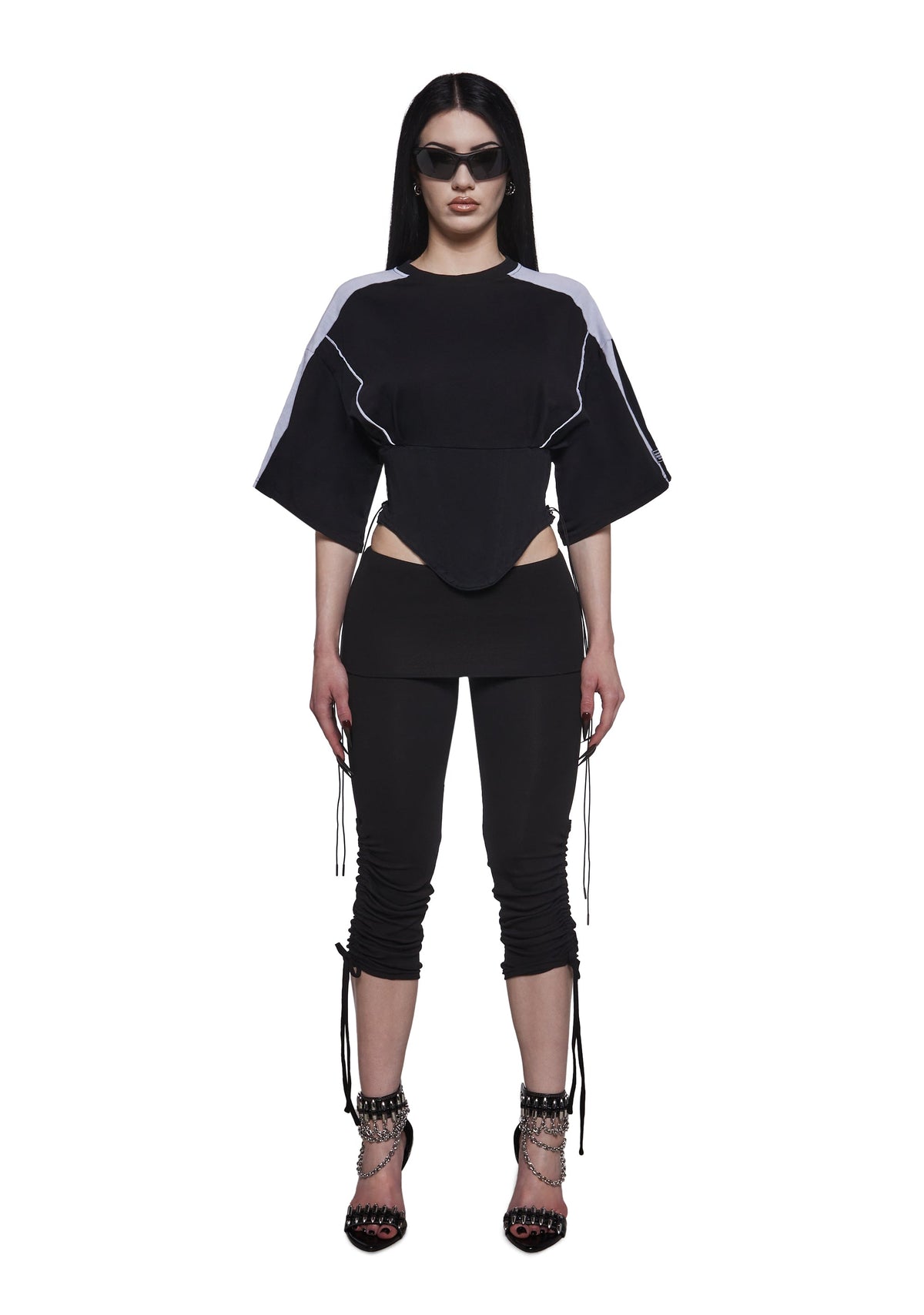 Team Player Corset T-Shirt - Black Washed