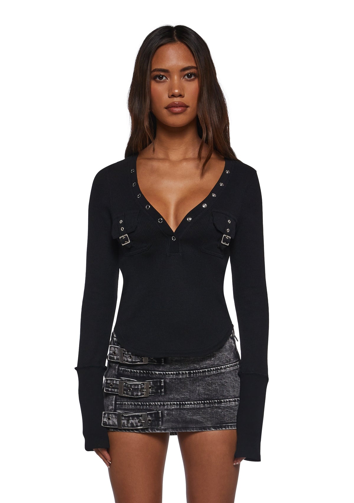 Brianna Long Sleeve Top - Black