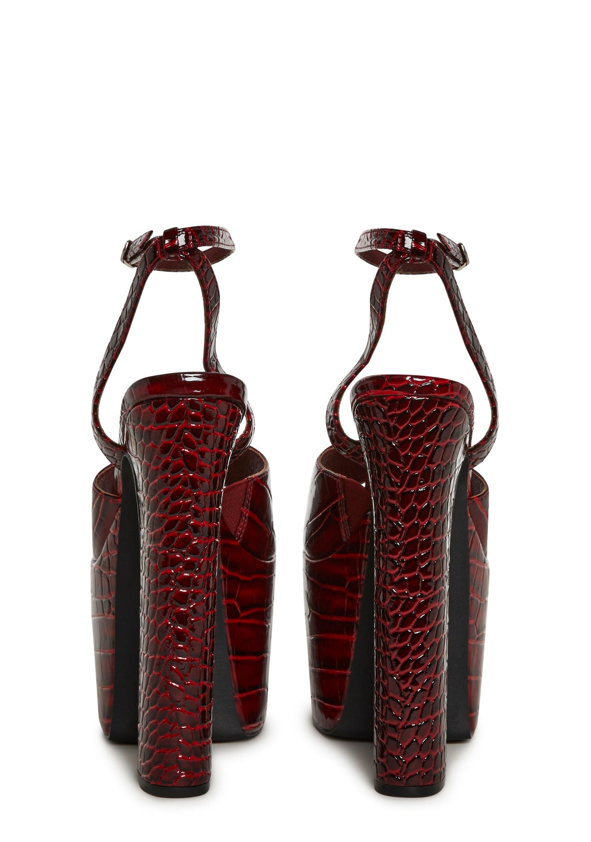 Devour Croc Platform Heels - Red
