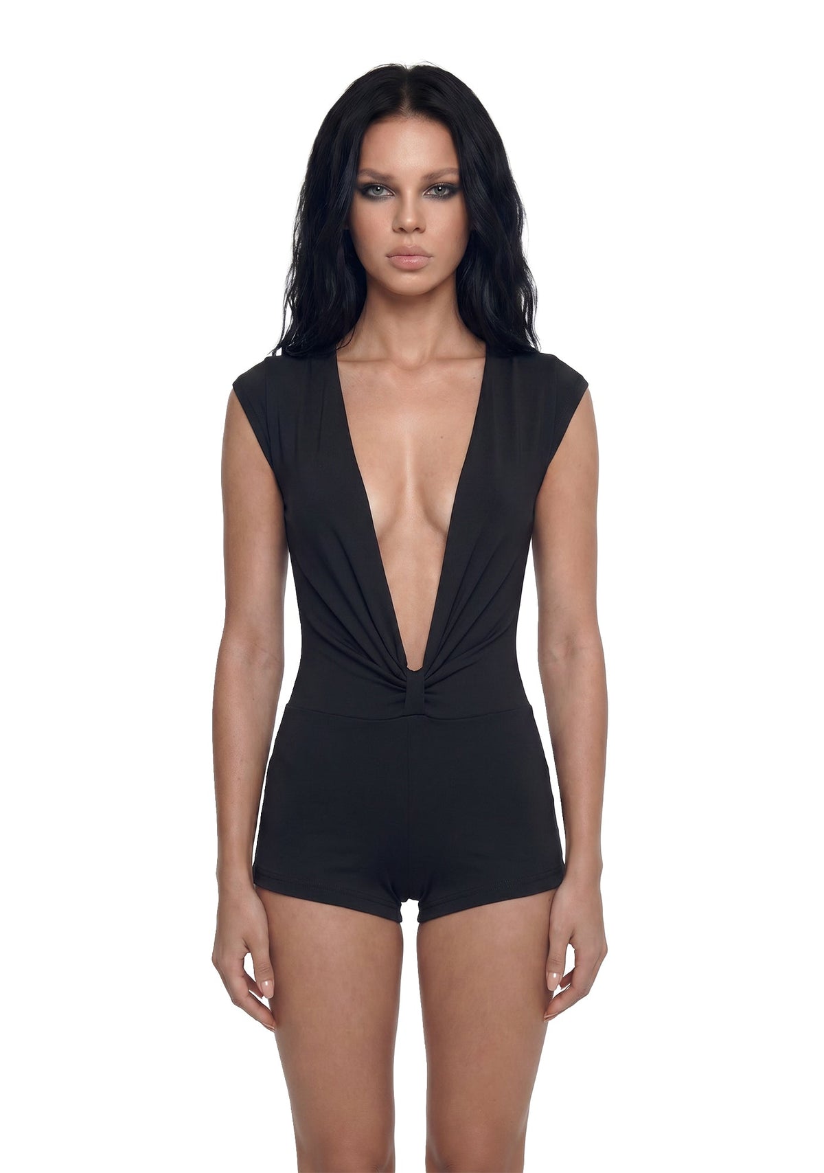 Cara Deep Plunge Knotted Romper