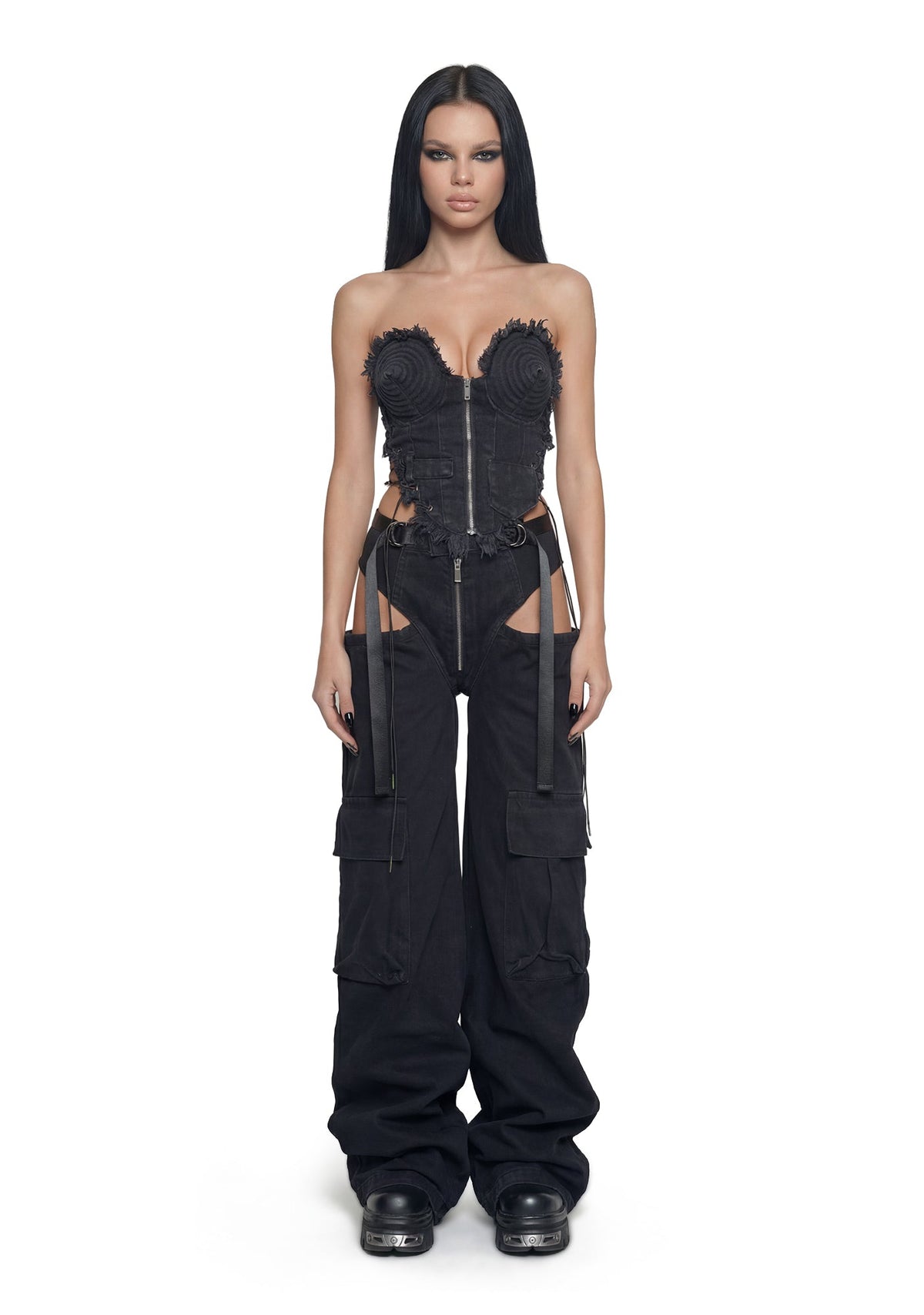 Denim Panty Trousers - Black