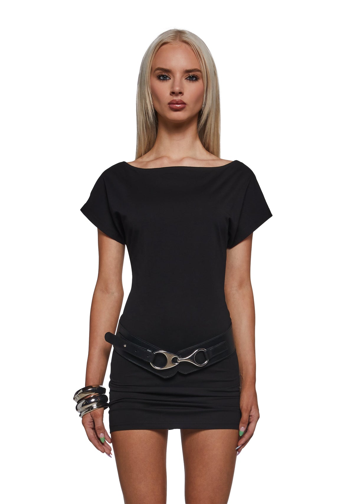 Milan At Midnight Backless Belted Mini Dress