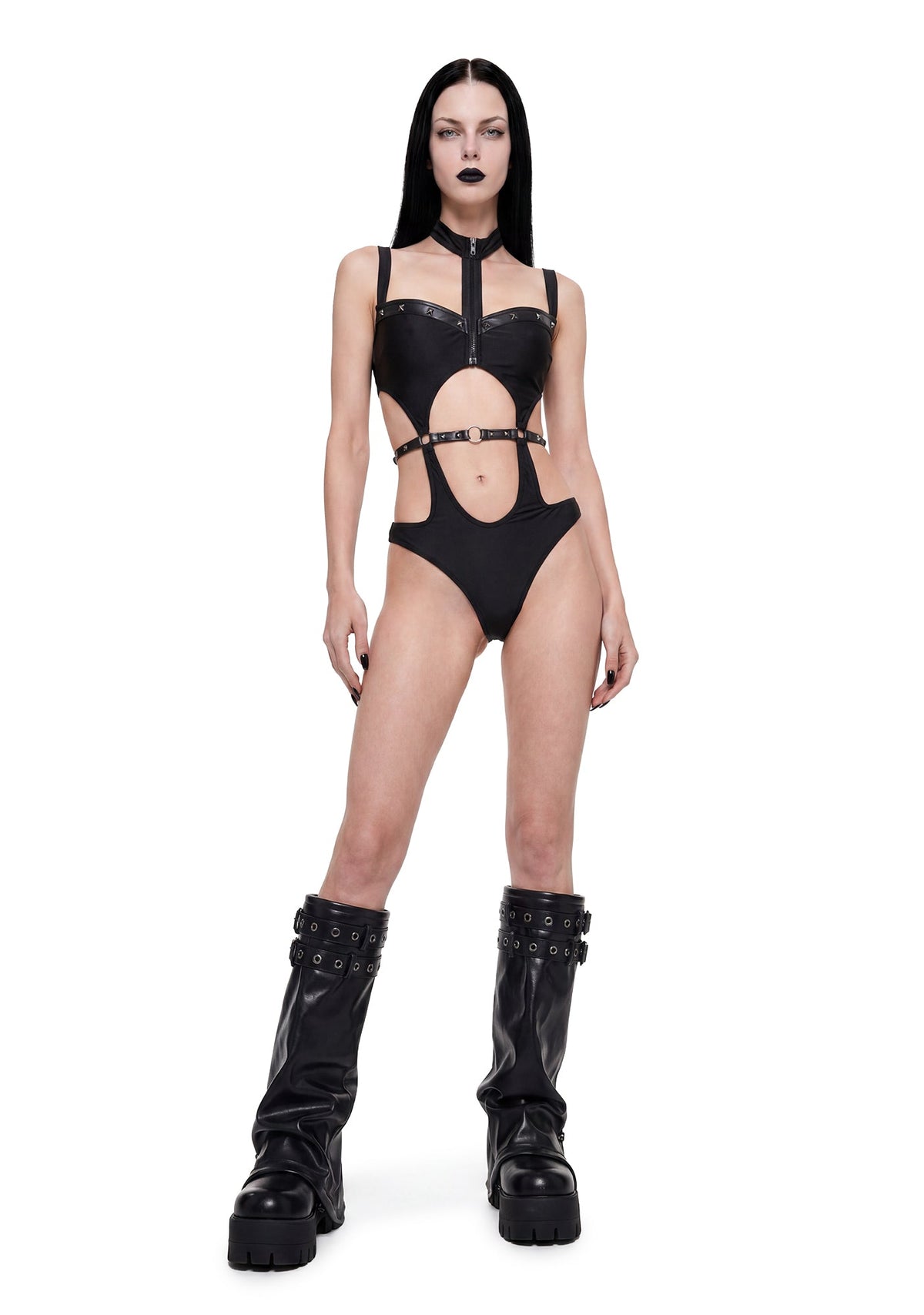 Chainreactor Studded Cut Out Bodysuit