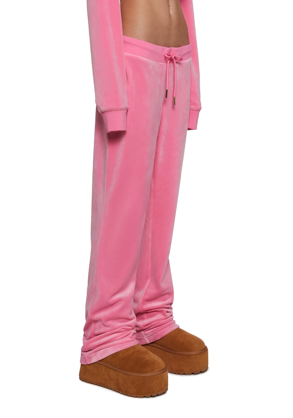 OG Big Bling Velour Track Pants - Pink