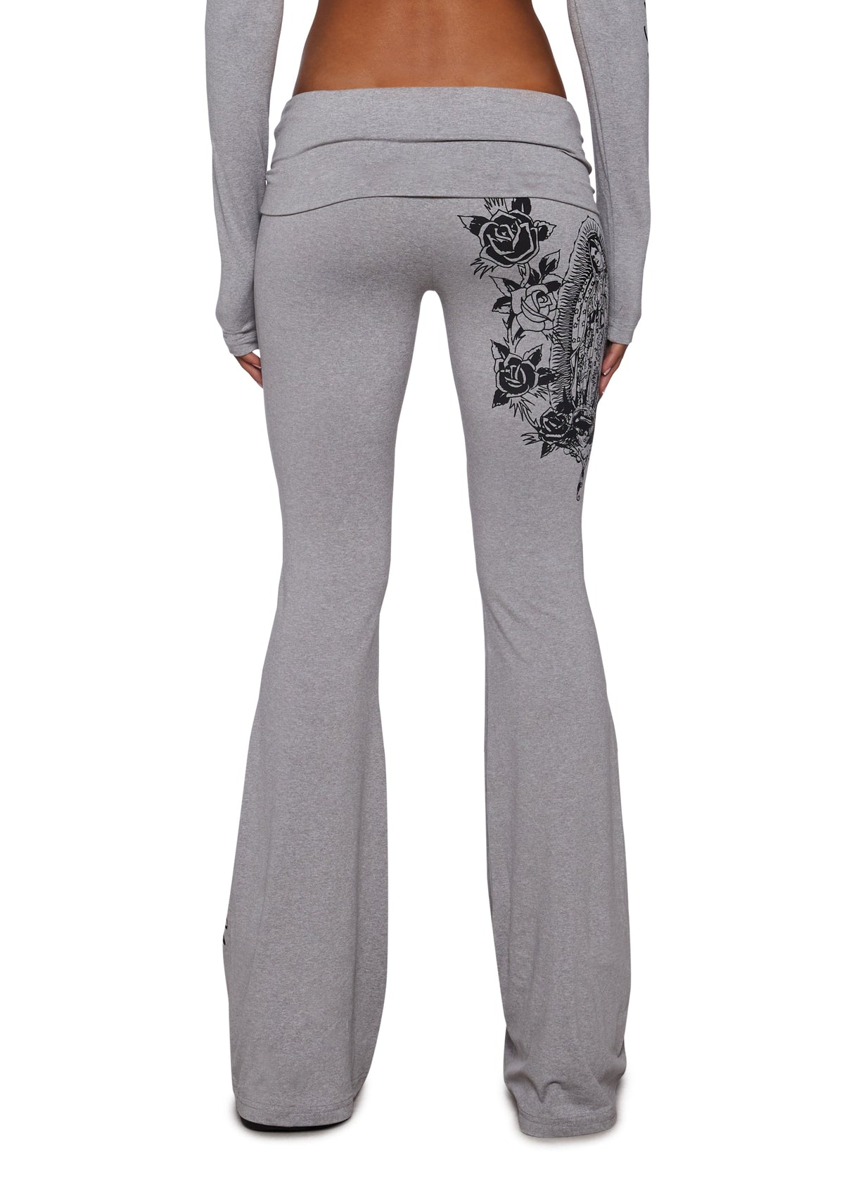 Mary Fold Over Yoga Pant - Gray