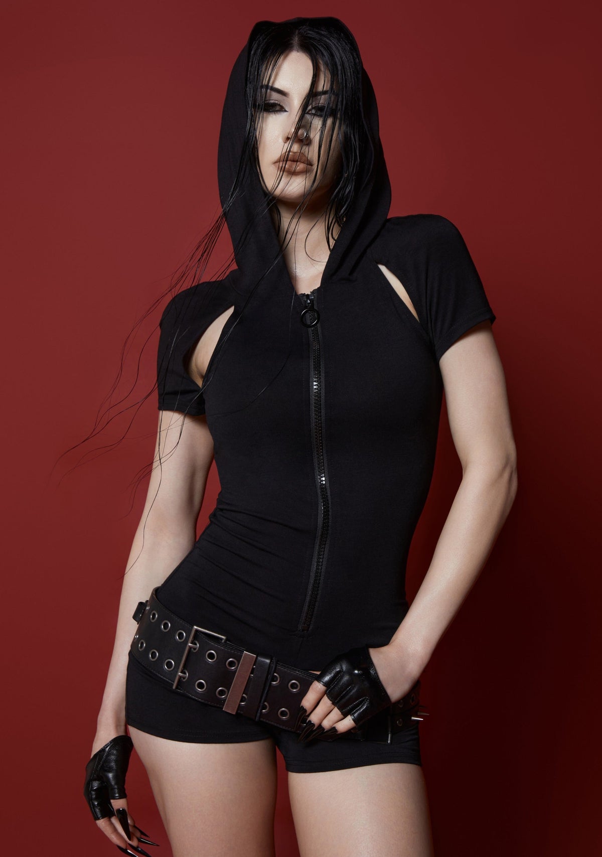 Neo Cut Out Hooded Romper