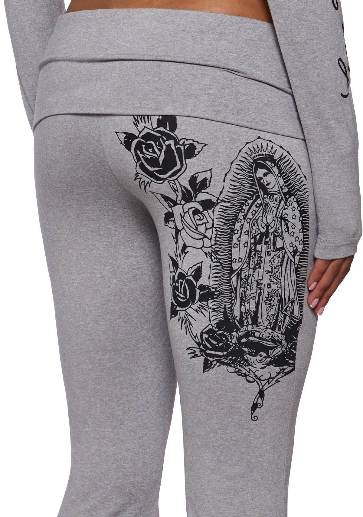 Mary Fold Over Yoga Pant - Gray