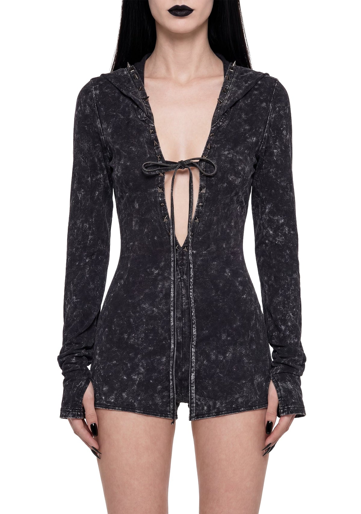 Death Guild Studded Hooded Romper