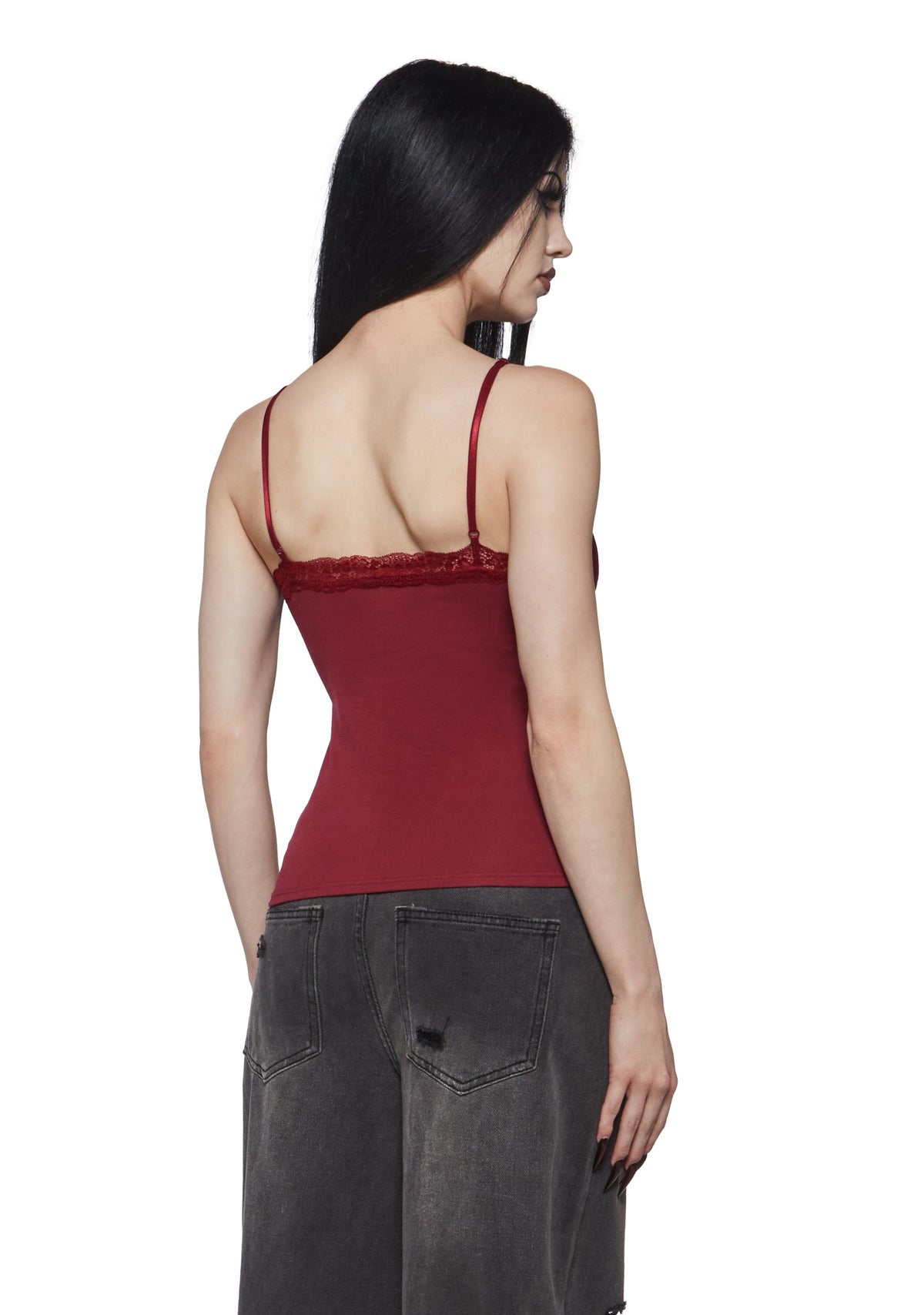 Harper Lace Trim Cami - Red