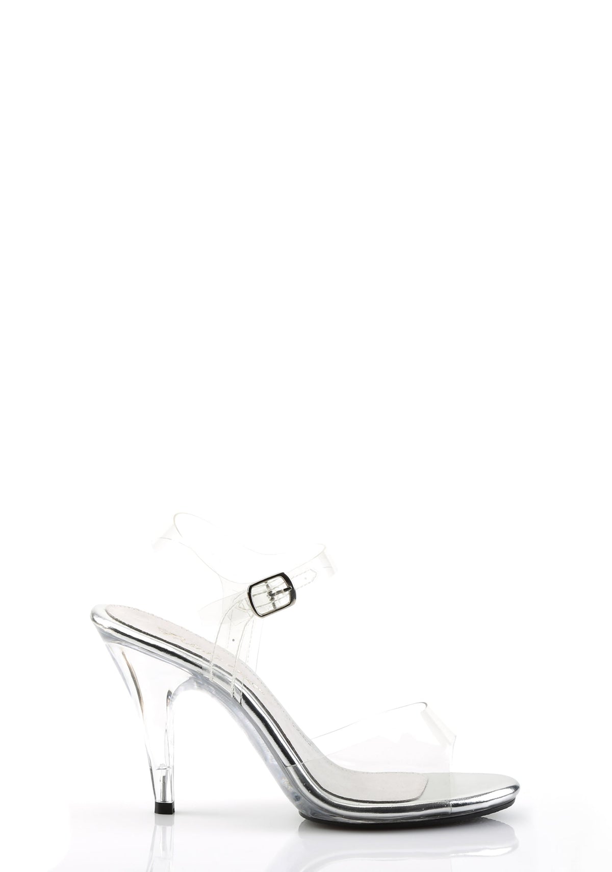 Caress-408 Platform Ankle Strap Sandals-Clear