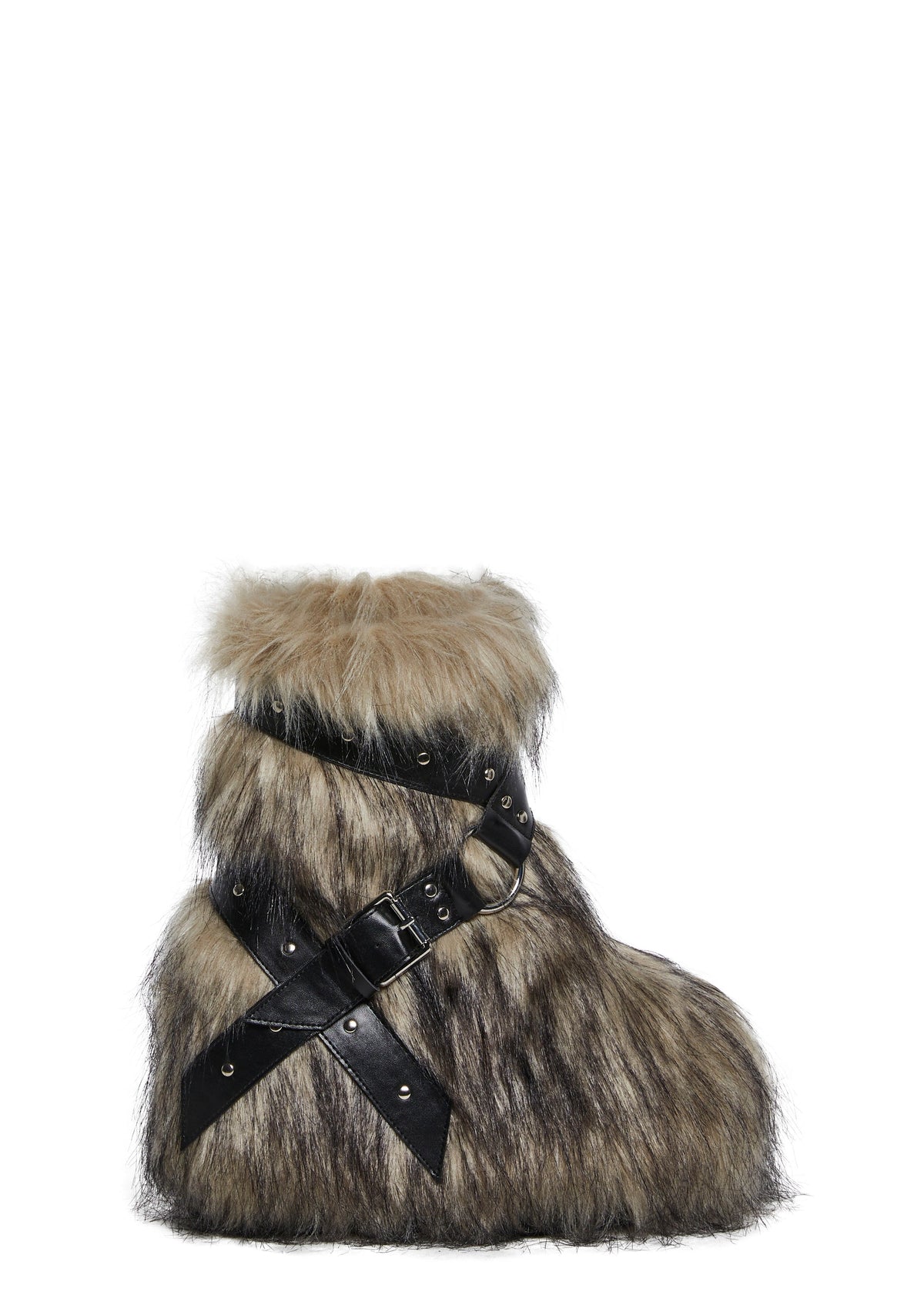 Low Wild Instincts Faux Fur Combat Boots - Off White
