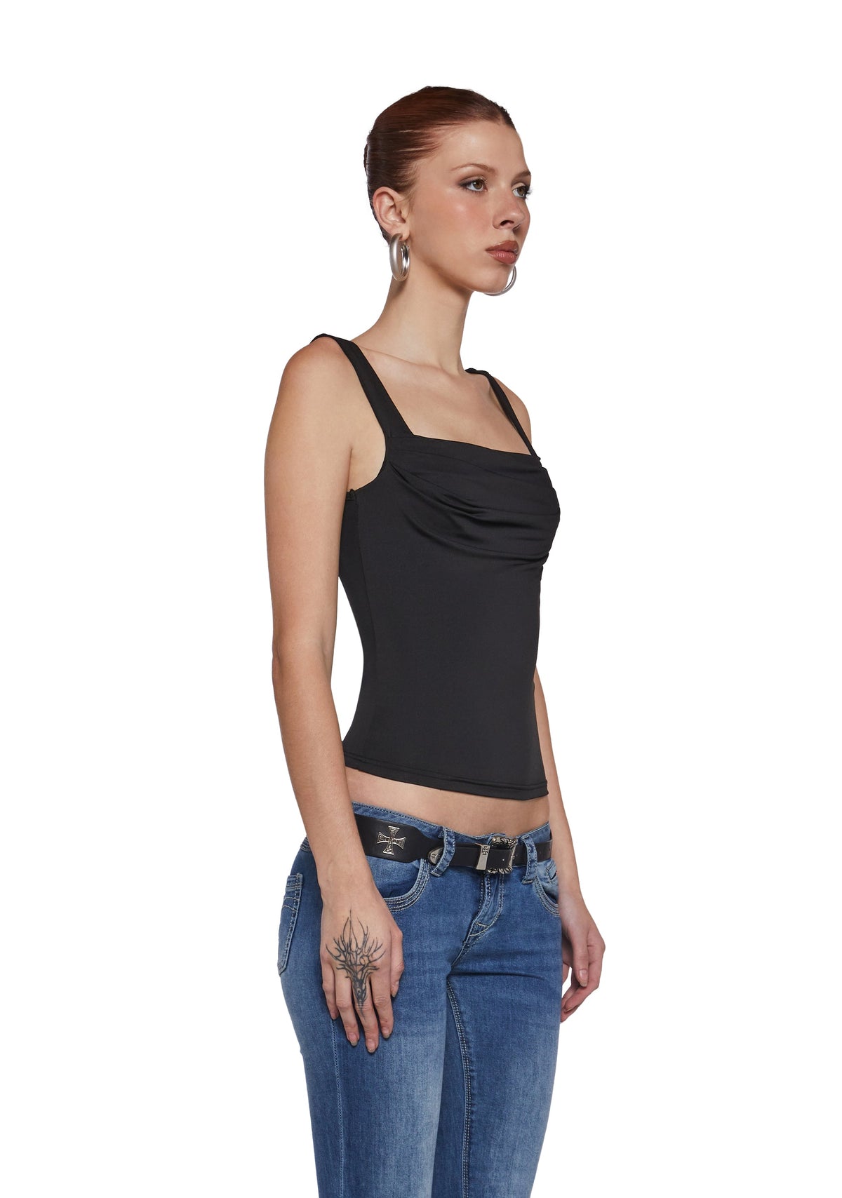 Text Me Ruched Top - Black