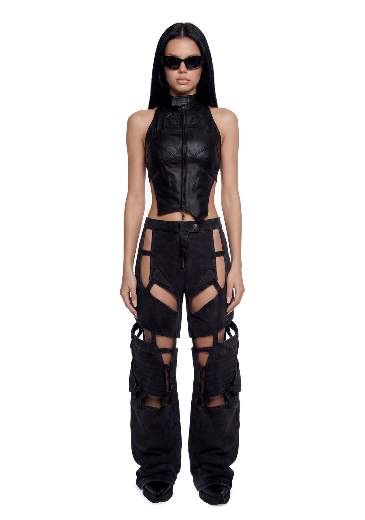 Moto Denim Floating Pants - Black
