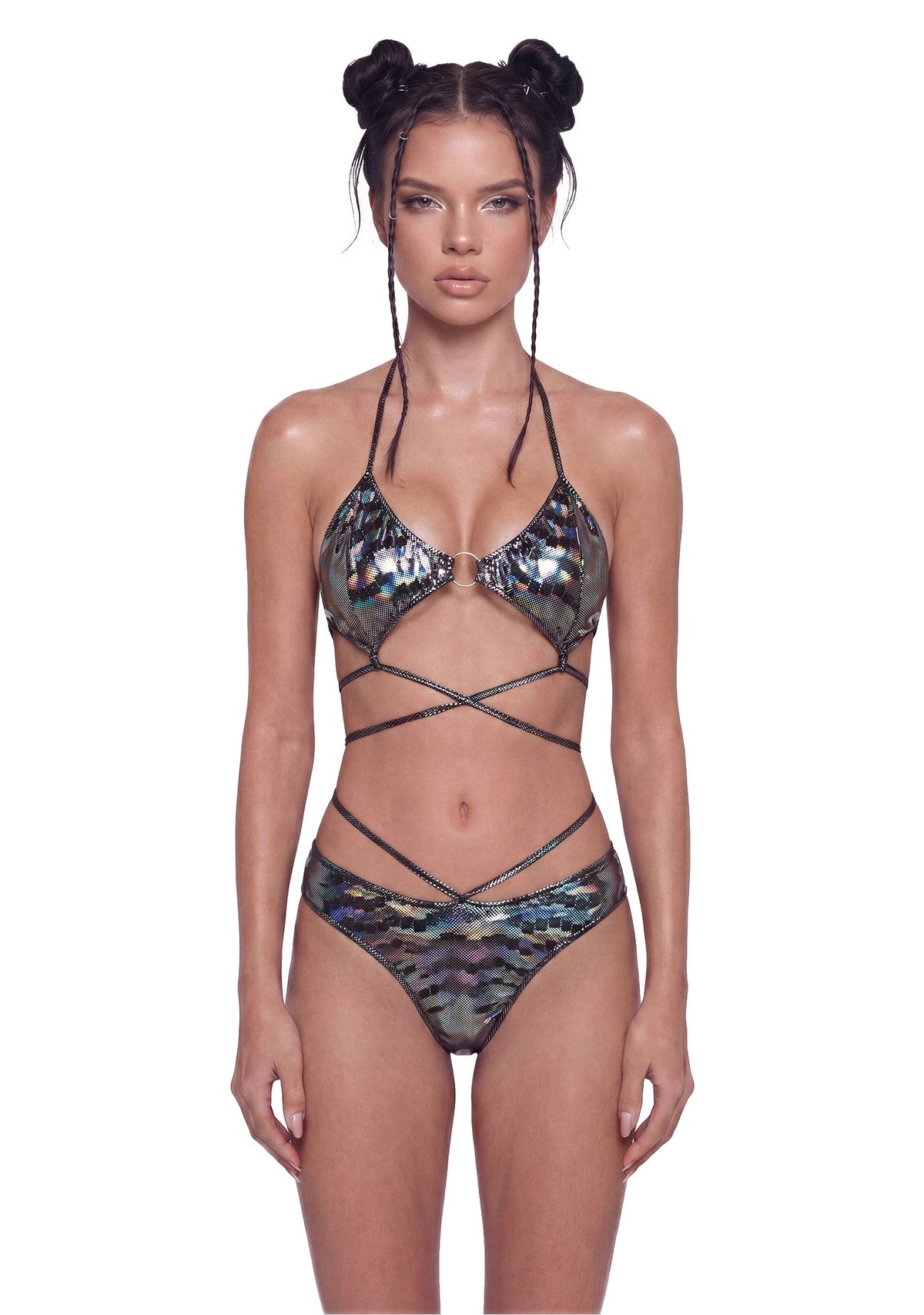 Metallic Strappy Festival Set - Black
