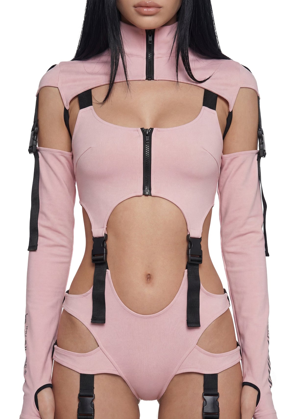 Digital Lands Bodysuit And Leg Warmers Set - Pink