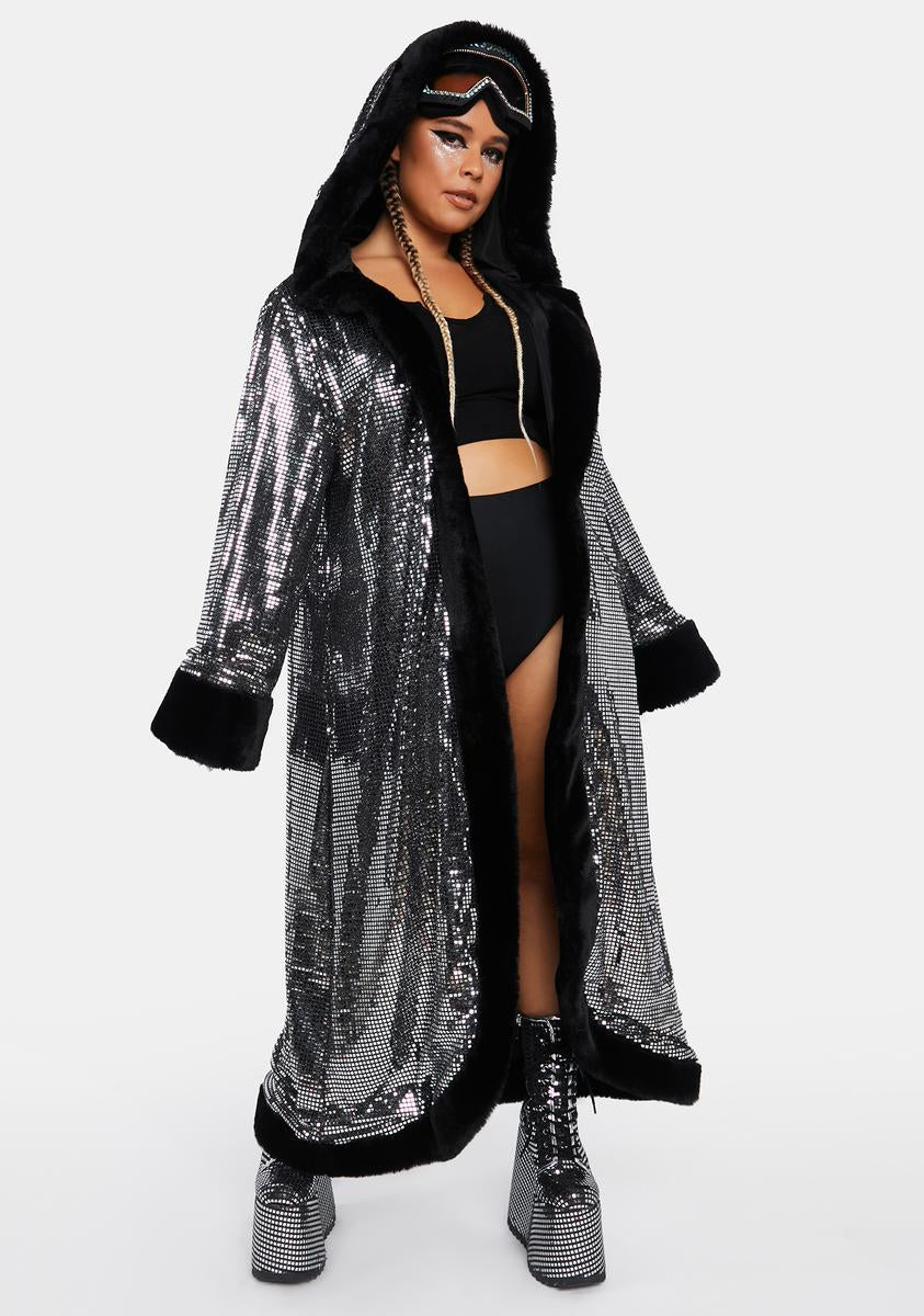 Disco Fusion Hooded Duster - Silver