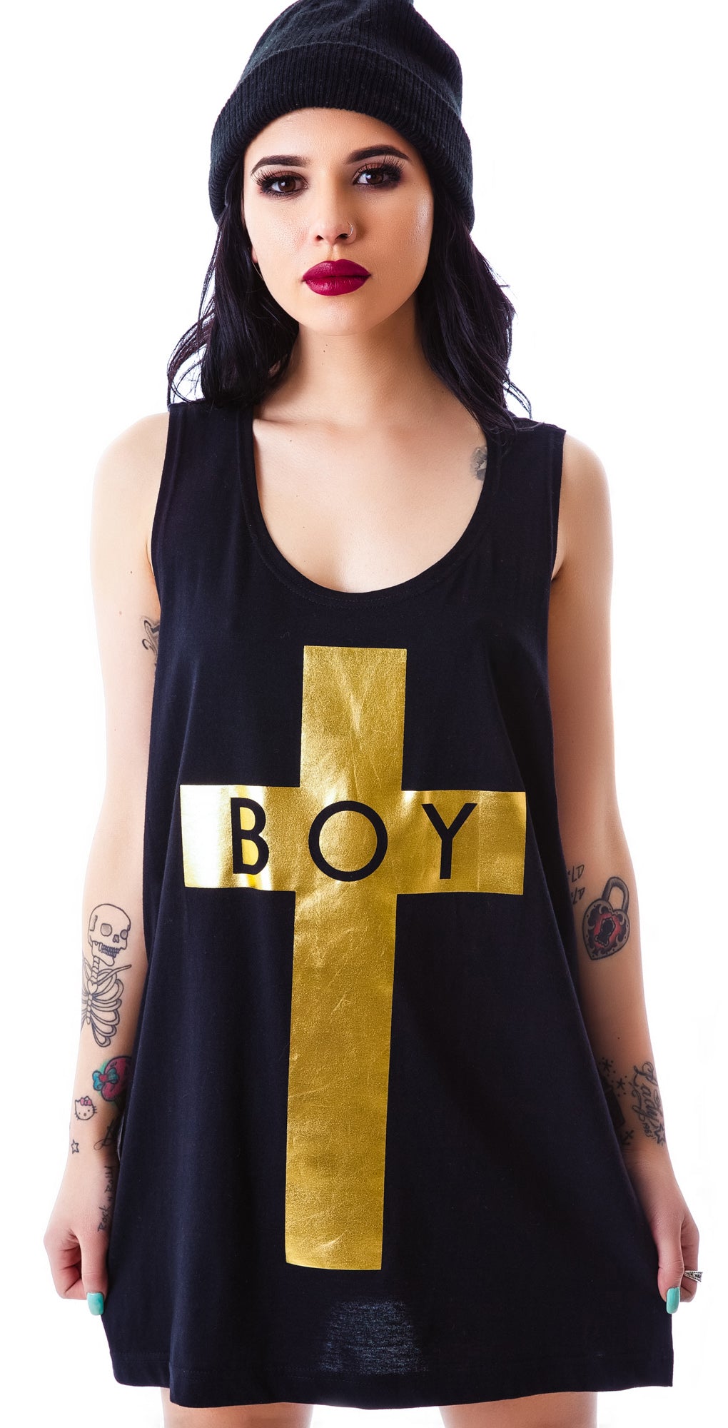 x BOY London Boy Cross Oversized Tank - Silver