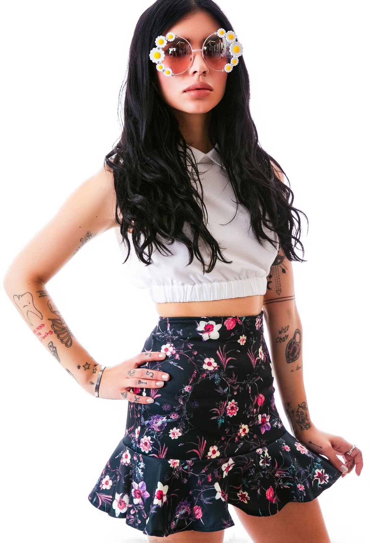 Flora Peplum Talk Skirt - White