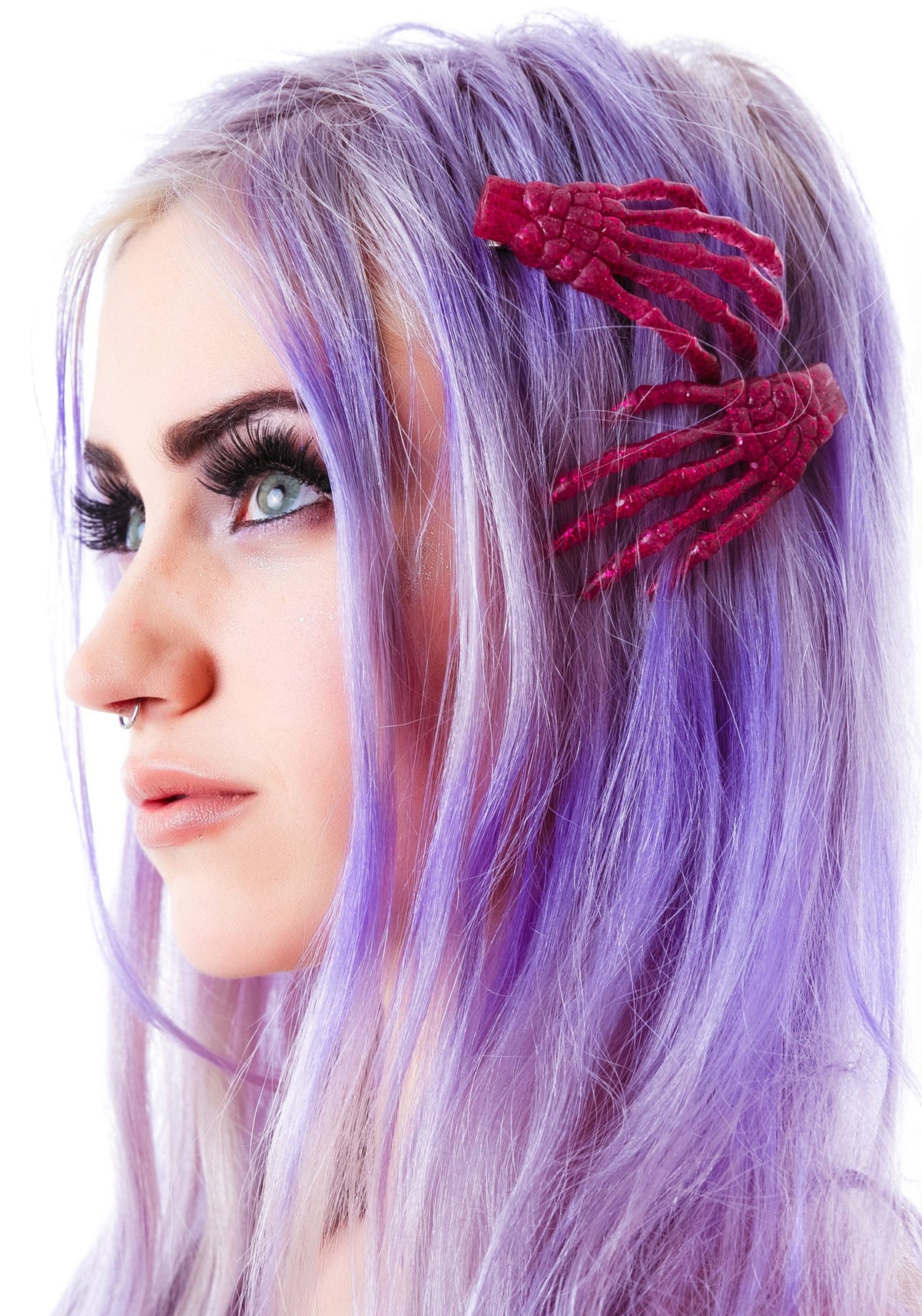 Skeleton Bone Hands Hair Slides - Gold