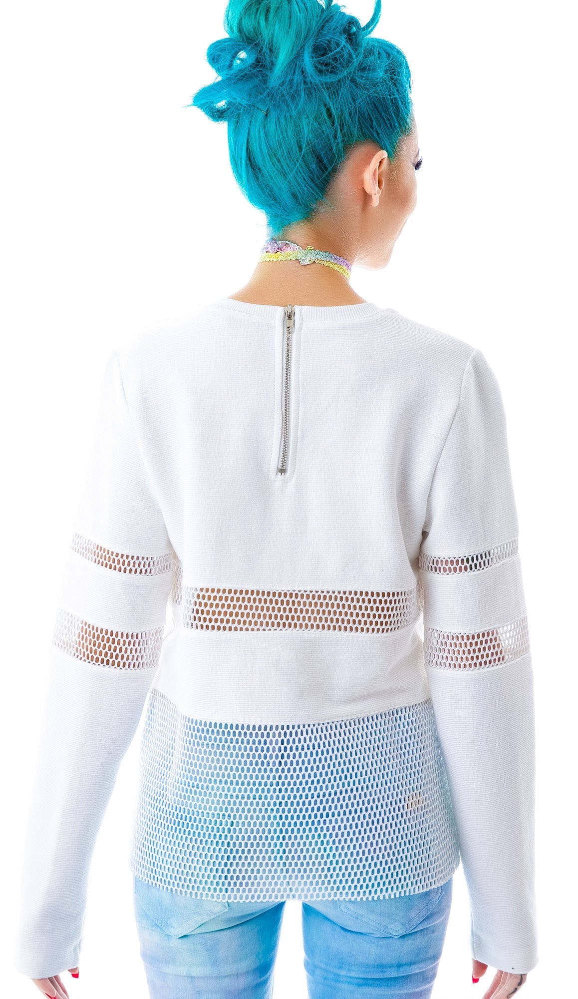 Nothing To Hide Mesh Top - White