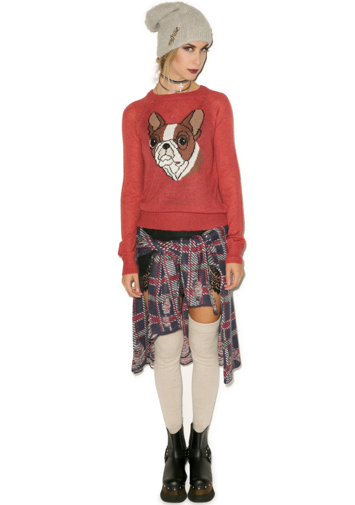 Bulldog Party Sweater - Dark Green