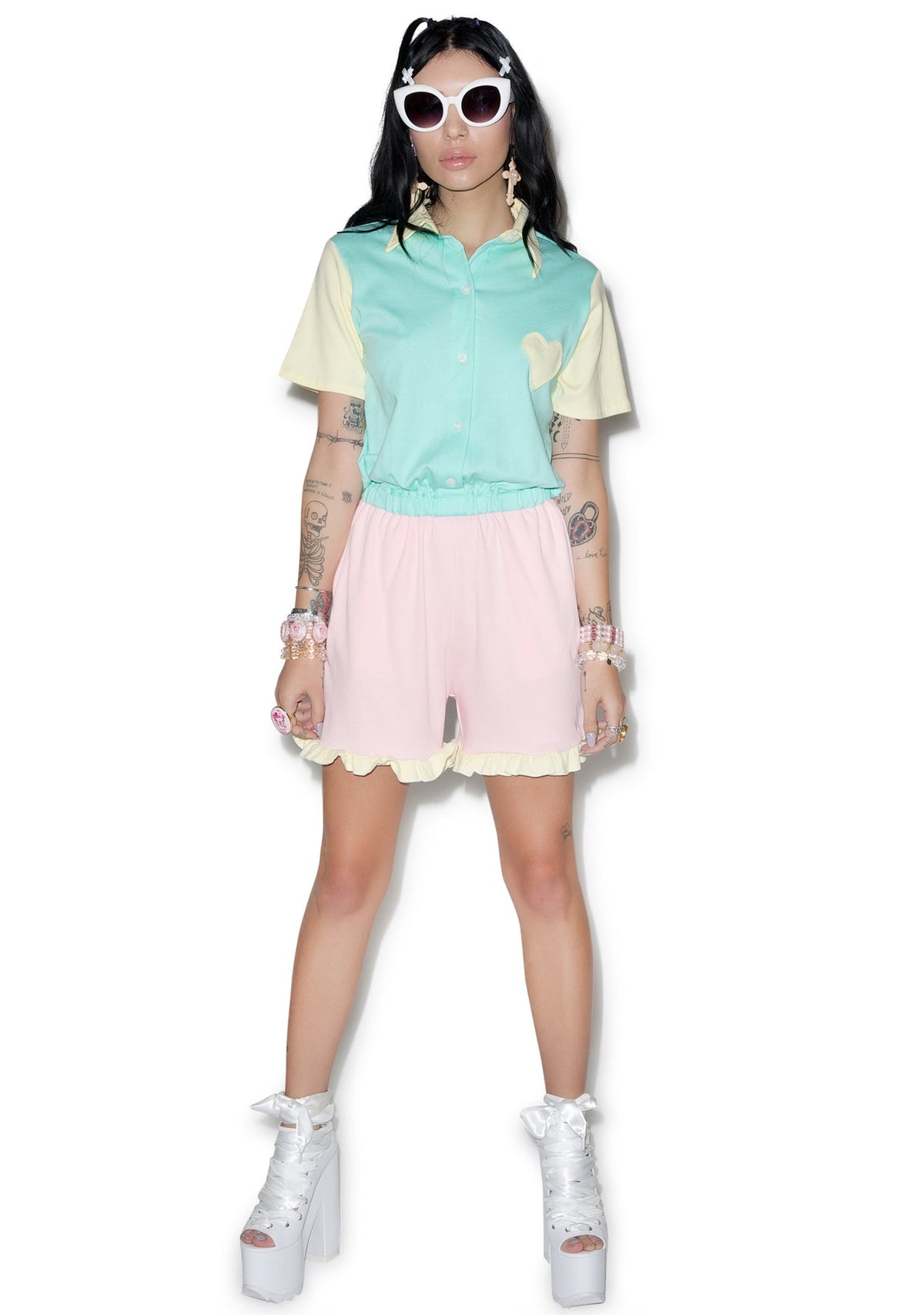 You Got It Dude Ruffle Romper - Light Blue