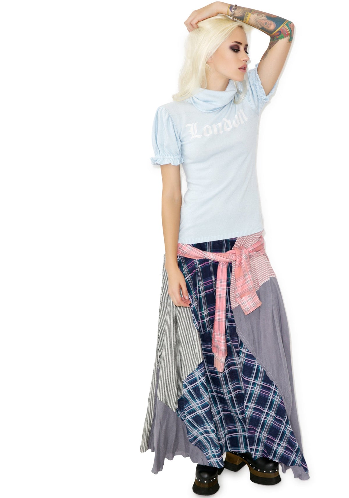 I Love London Edwardian Sleeve Turtleneck - Light Blue