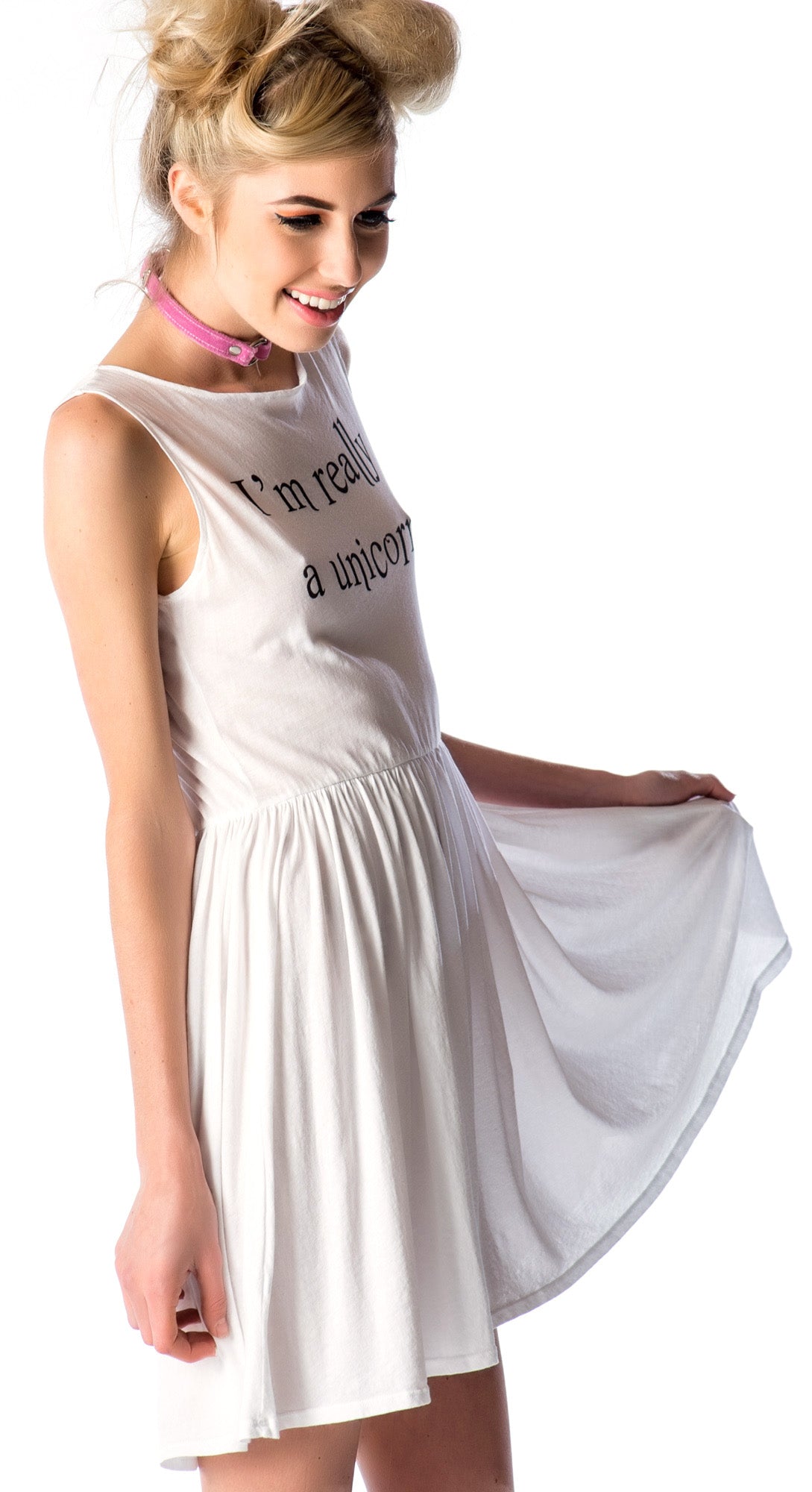 Really A Unicorn 90s Baby Doll Dress - White