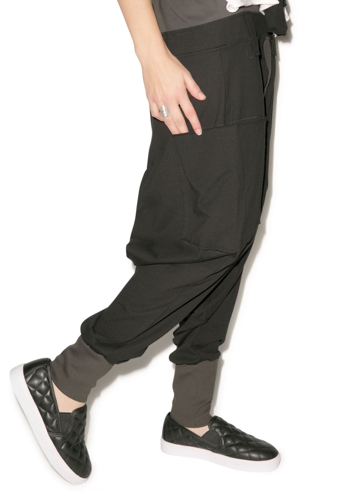 Rust Drop Crotch Pants - Dark Green