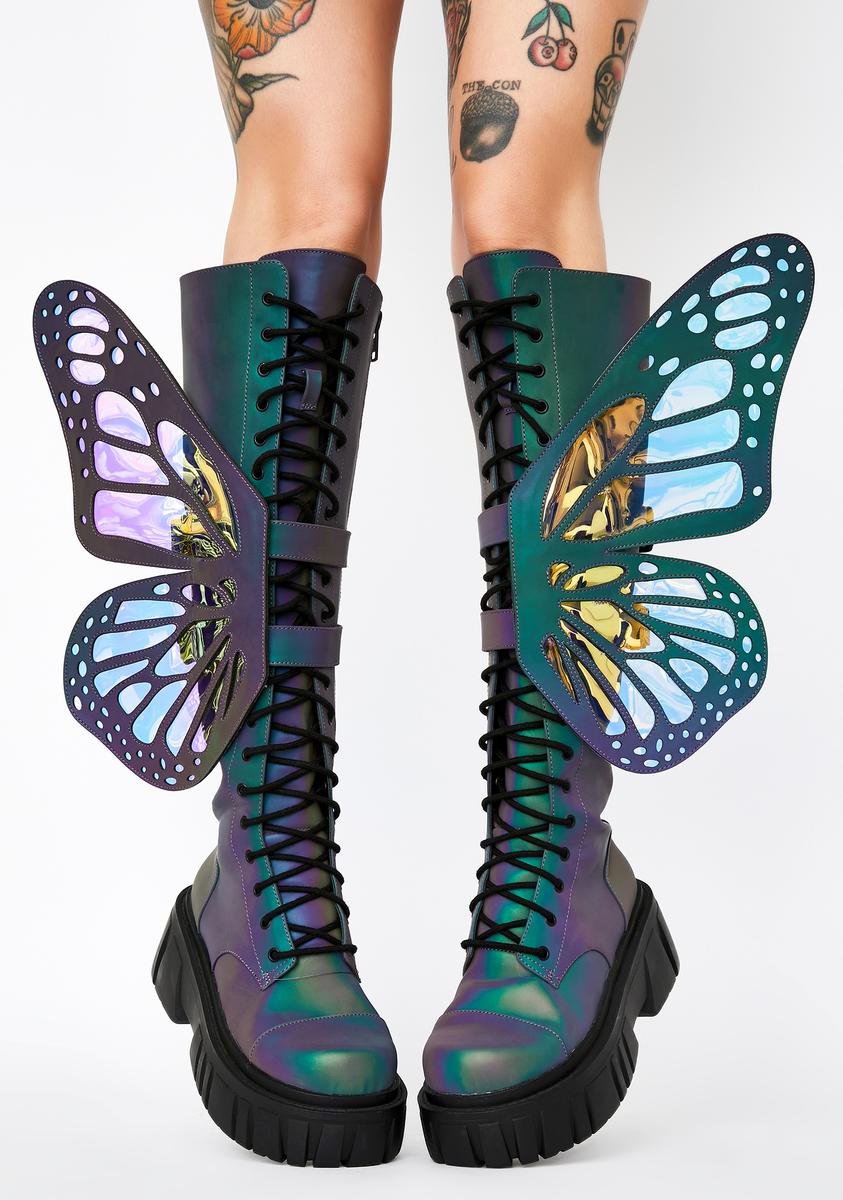 Mystic Garden Reflective Butterfly Boots