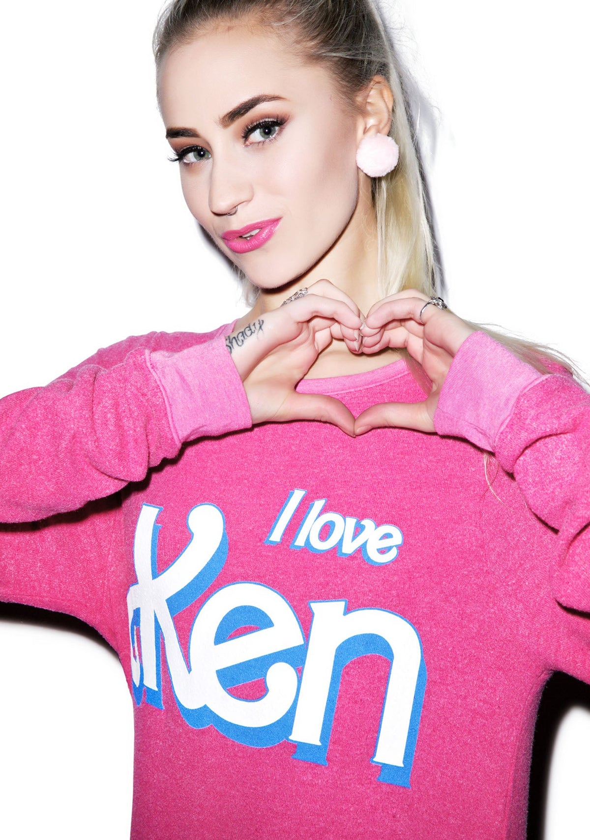I Love Ken Baggy Beach Jumper - Dark Pink