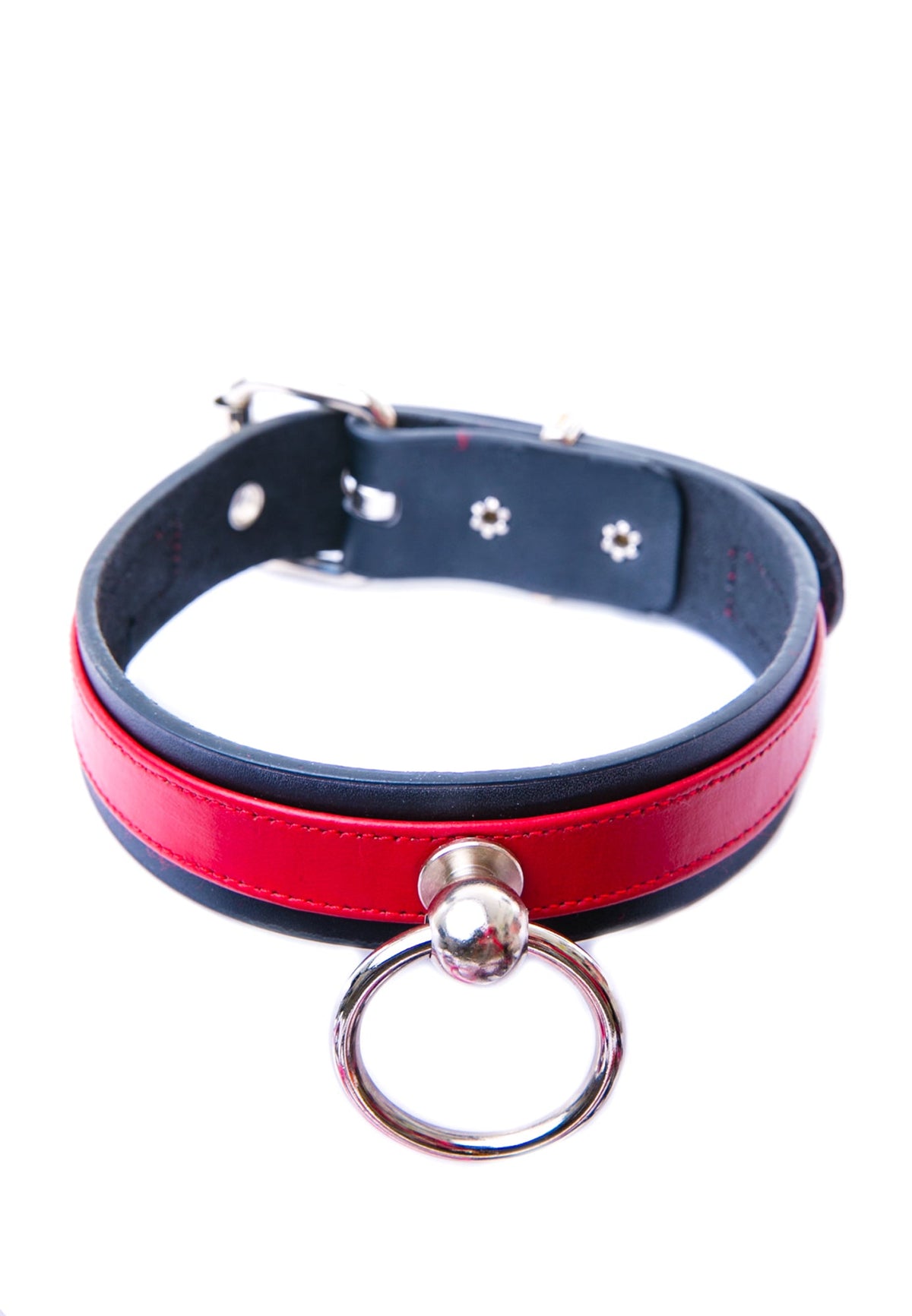 Saddle Stud O Ring Choker - Red
