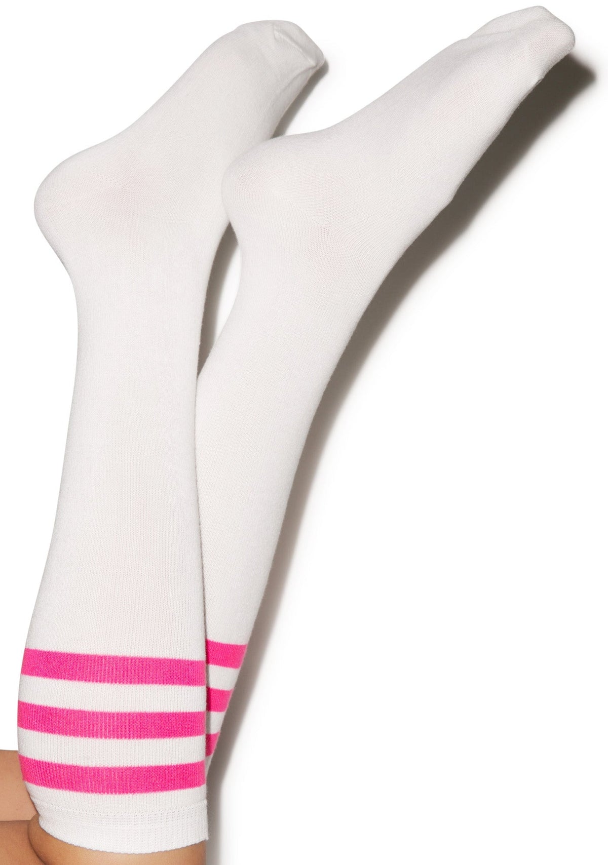 Rockin' White Stripe Socks - Dark Pink