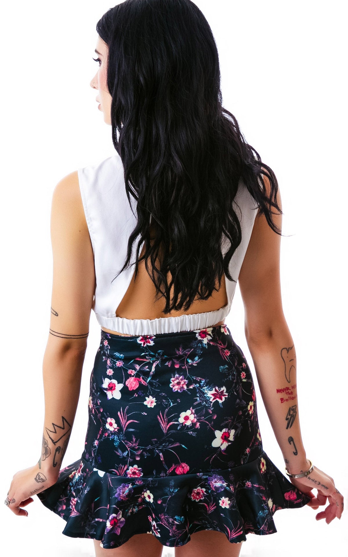 Flora Peplum Talk Skirt - Black