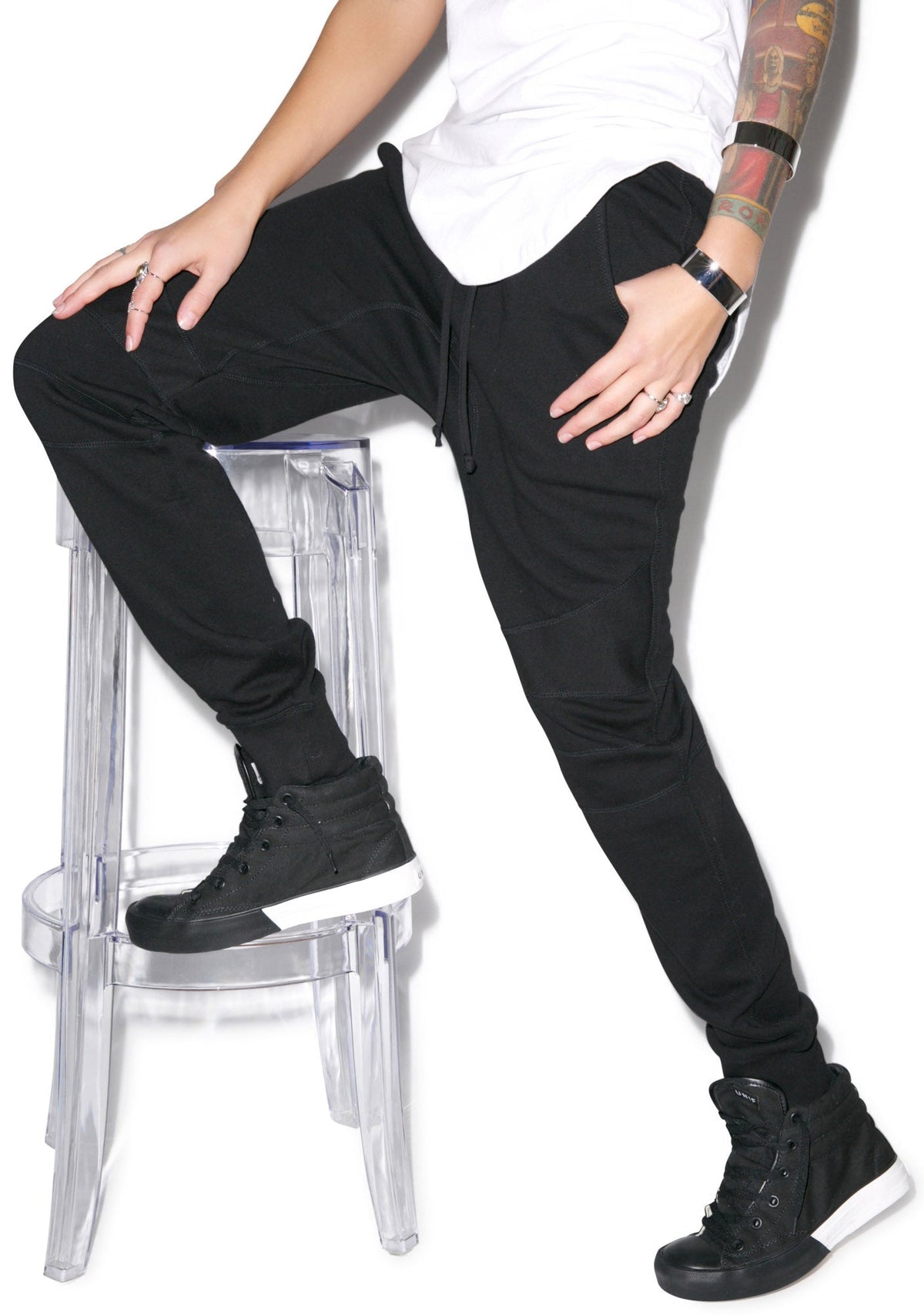 Drop Crotch Biker Pant - Red