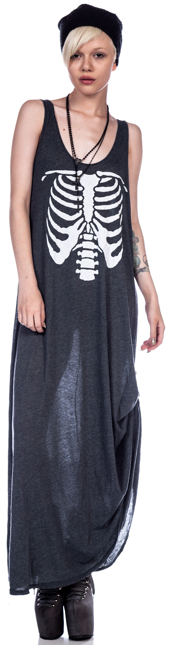 Inside Out Grunge Maxi Dress - Black