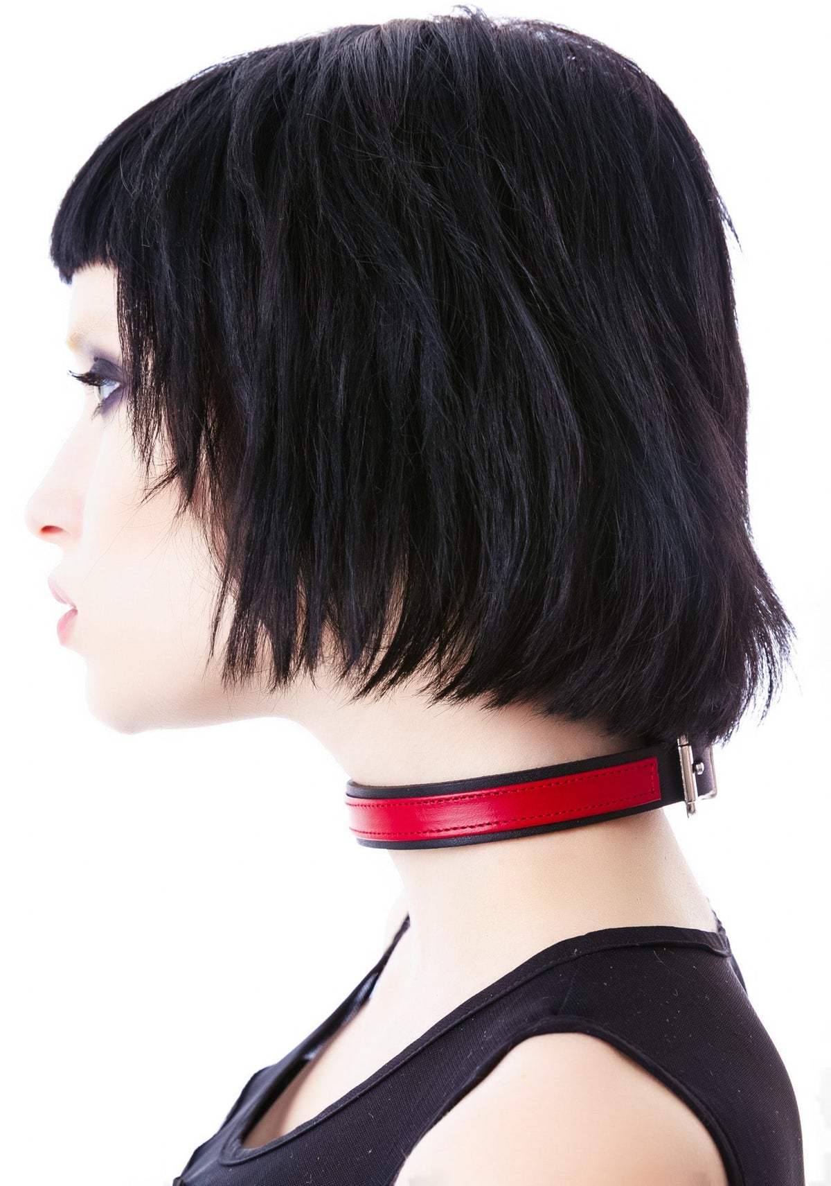 Strap Tease Leather Choker - Black