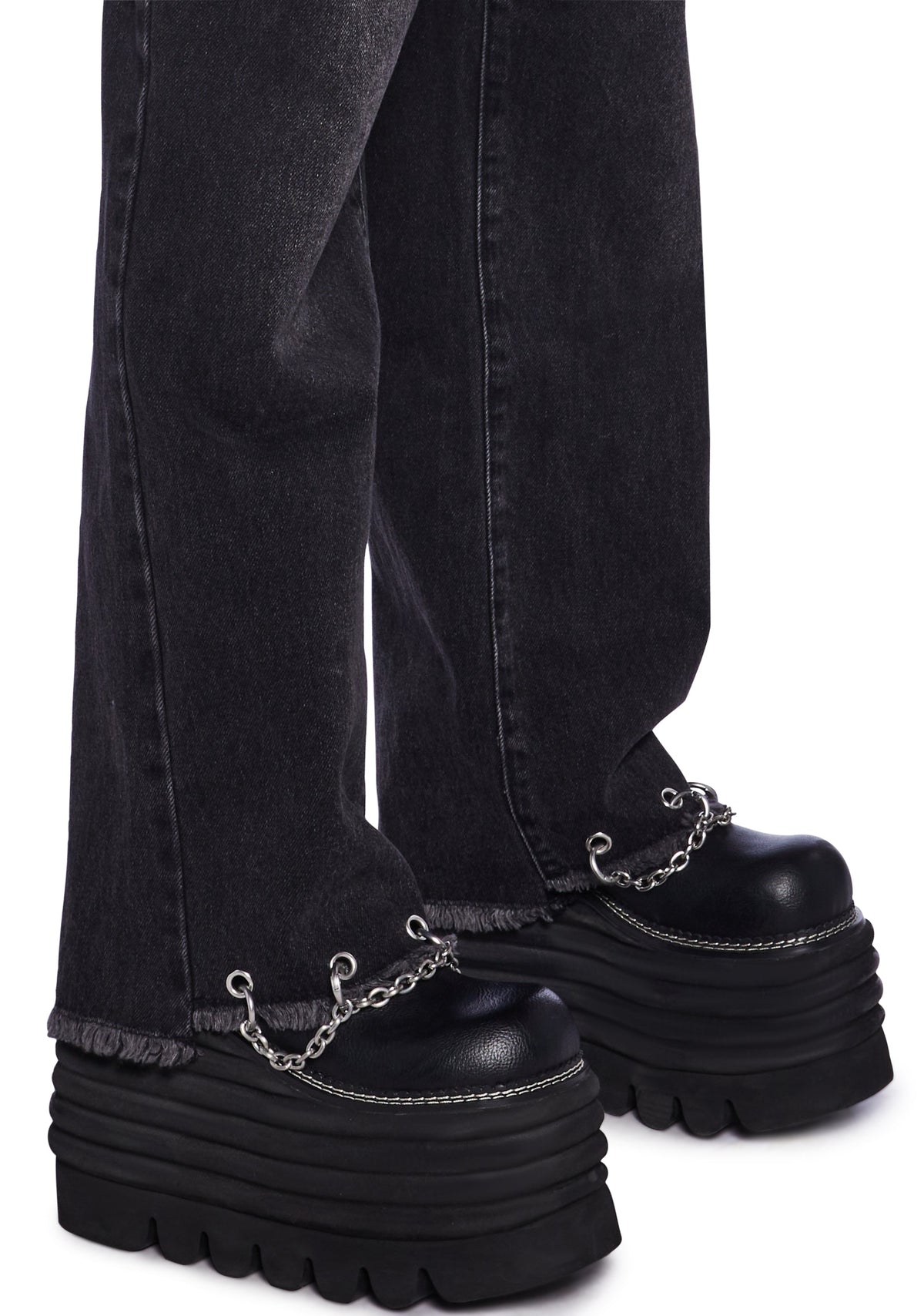 Chained Straight Leg Cropped Jeans