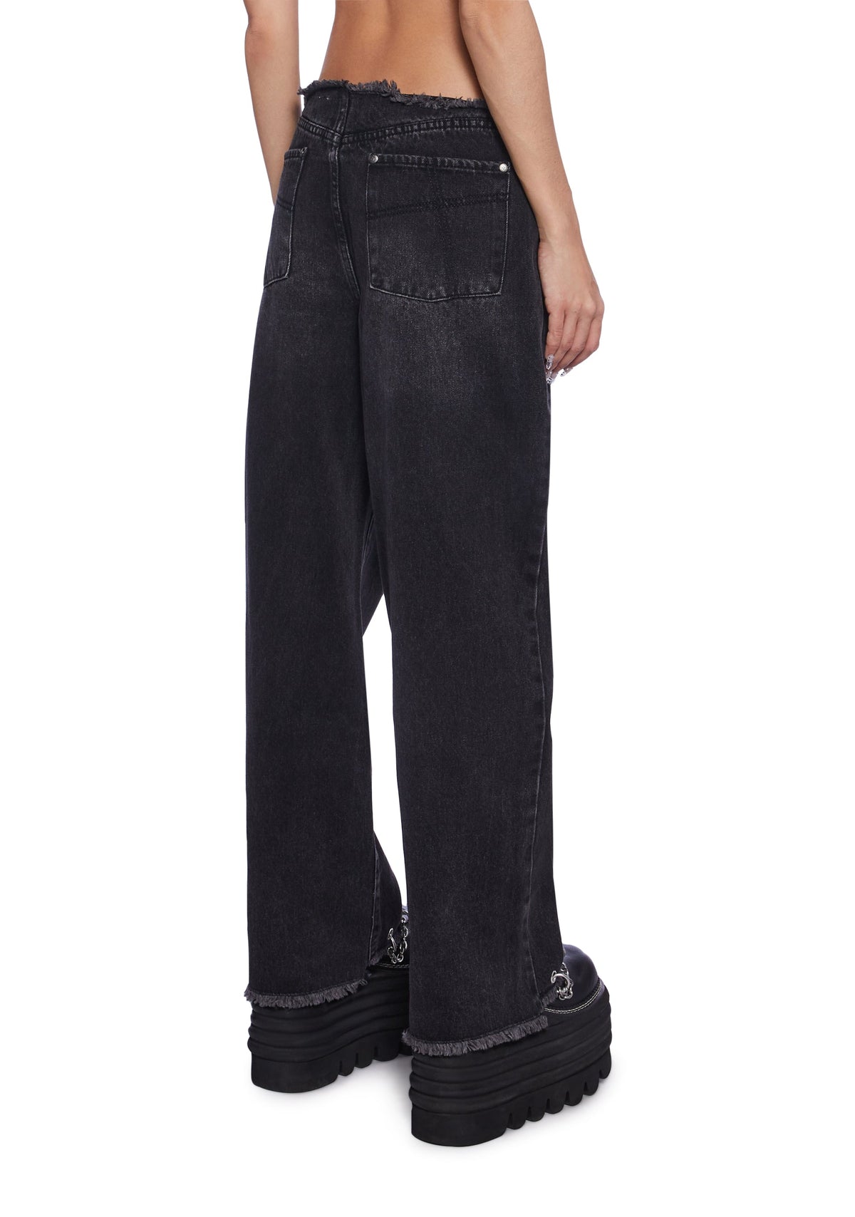 Chained Straight Leg Cropped Jeans