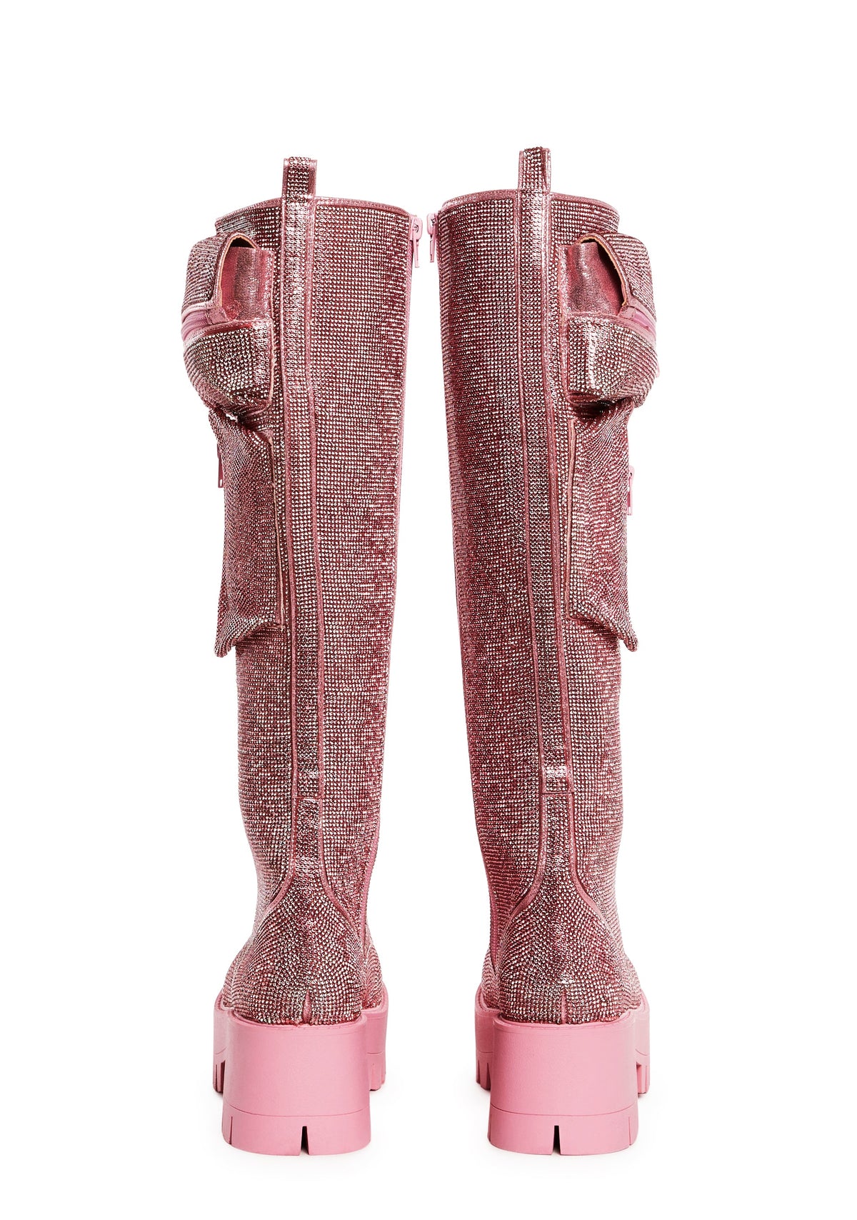 Obsidian Pocket Combat Boots - Rhinestone