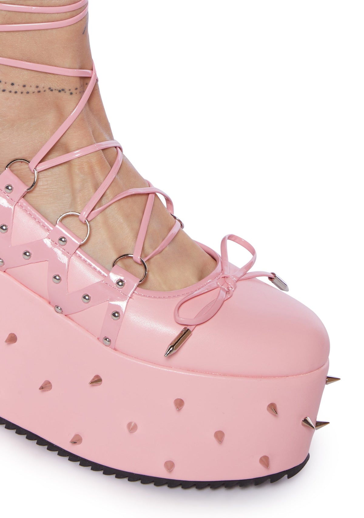 Zorina Lace-Up Platform Ballet Shoes - Pink