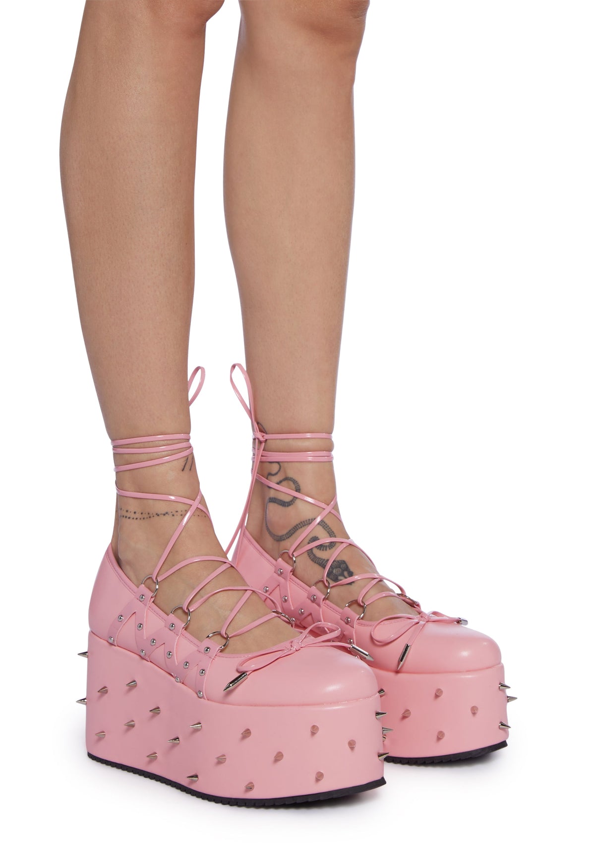 Zorina Lace-Up Platform Ballet Shoes - Pink