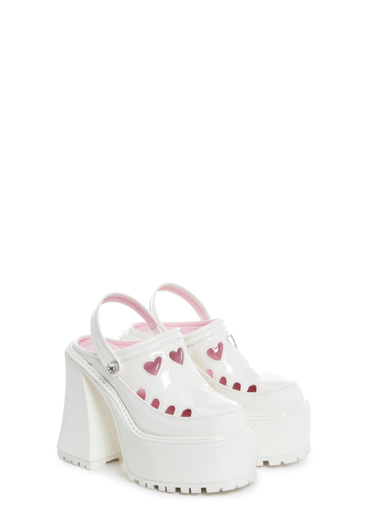 Girly Cues Platform Clogs - White