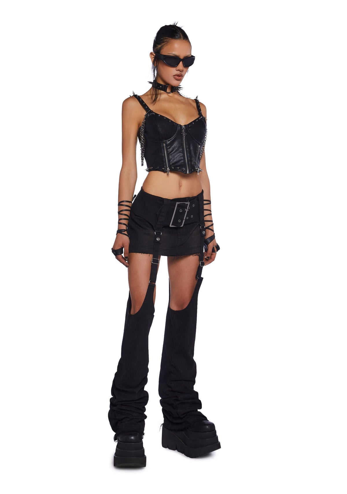 Downbeat Mini Skirt With Leg Warmers