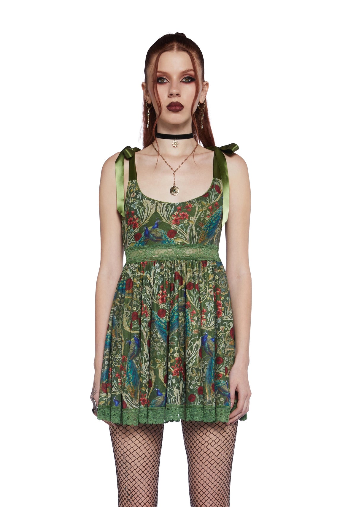 Romantic Mirage Babydoll Dress - Green