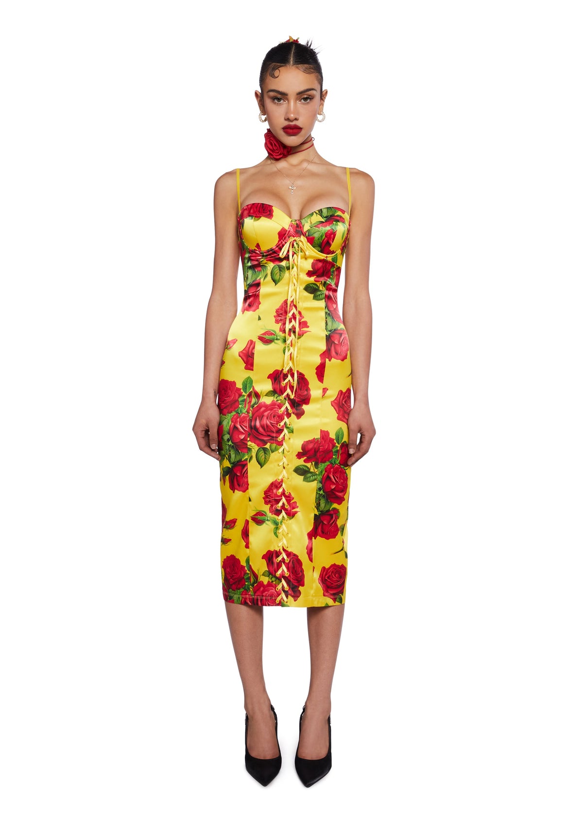 Romantic Getaway Midi Dress - Yellow